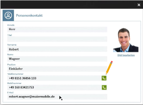 Beispiel Fremdanwendung mit Wählbutton 