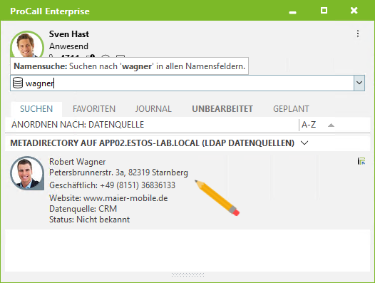 Beispiel Kontaktsuche