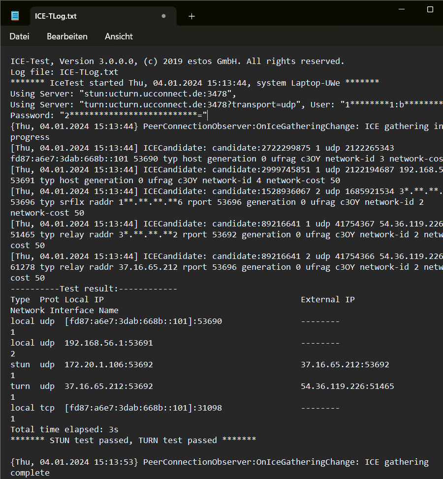 Editorfenster mit Log-Datei
