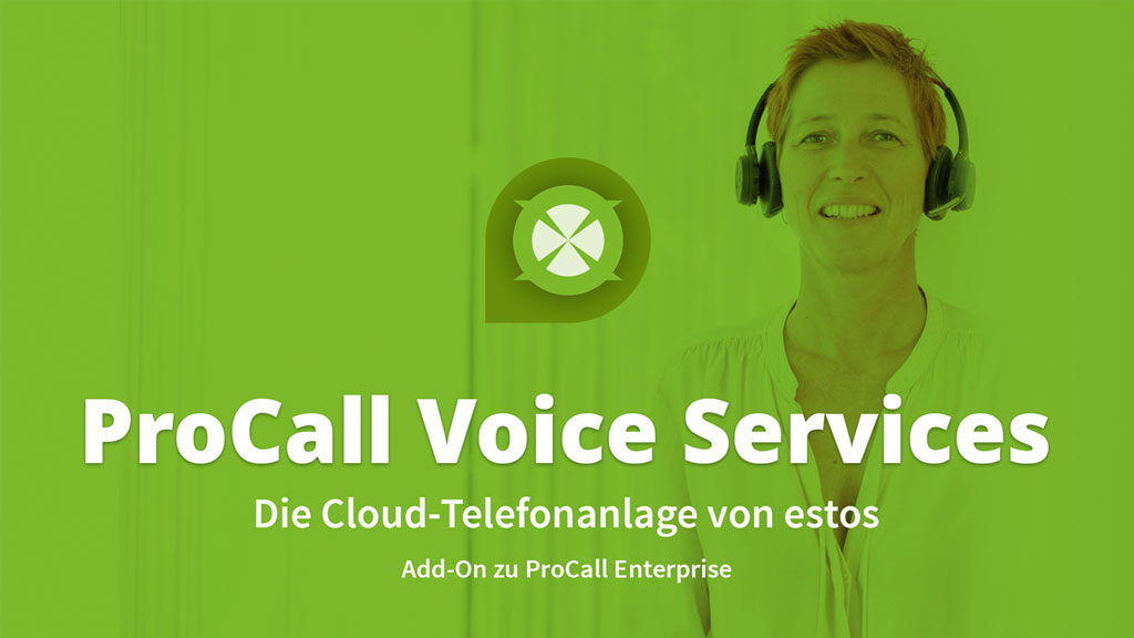 Bild mit Frau mit Headset - ProCall Voice Services - die Cloud-Telefonanlage von estos