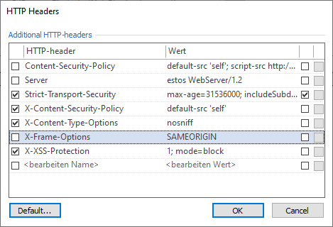 Beispiel Screenshot HTTP Headers X-Frame Options SAMEORIGIN - Einstellungen für MetaDirectory App für Microsoft Teams anpassen